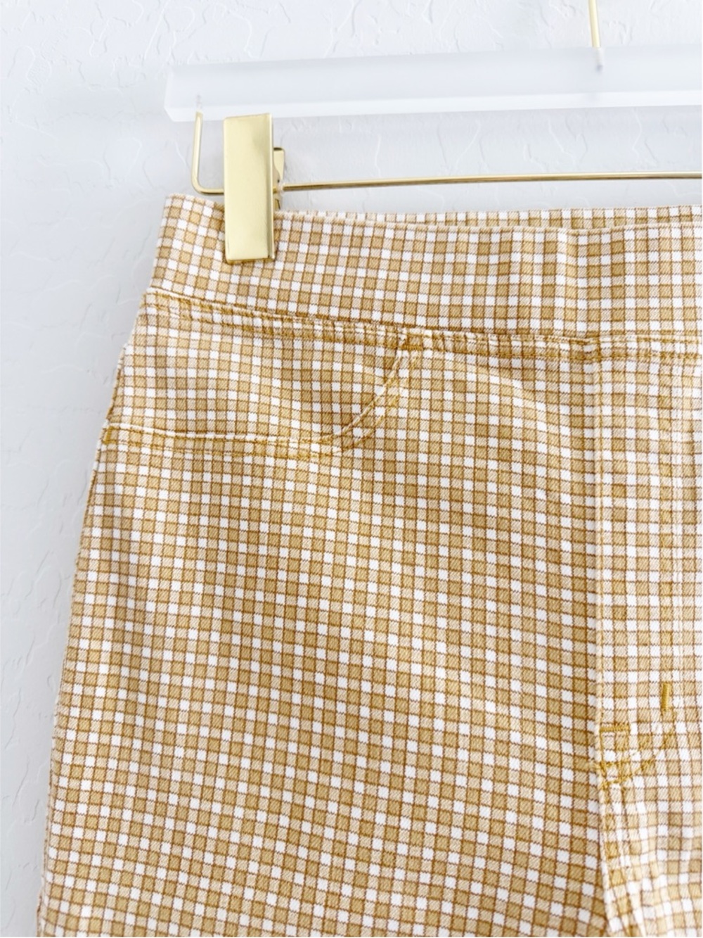 NEW Madewell Pull-On Skinny Flare Jeans in Mini Check Plaid Autumn Gold Yellow - Picture 9 of 14